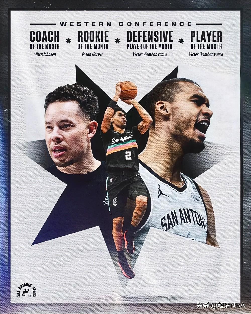 NBA历史上没有一支球队包揽单月4项最佳，但25-26的这支马刺做到了！

1、