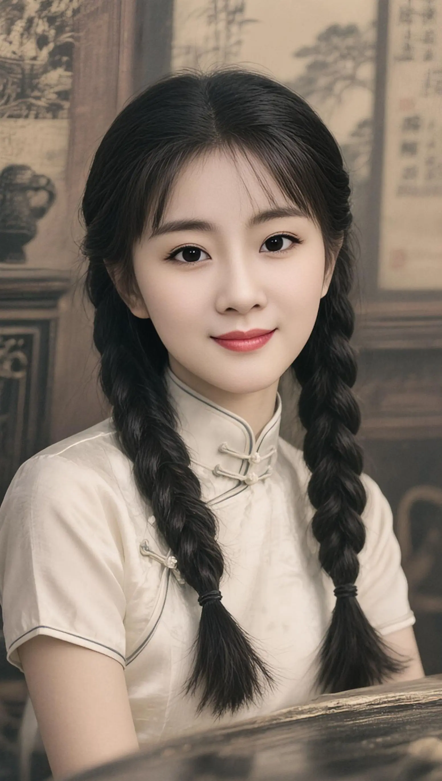 AI民国双辫照  ai创作