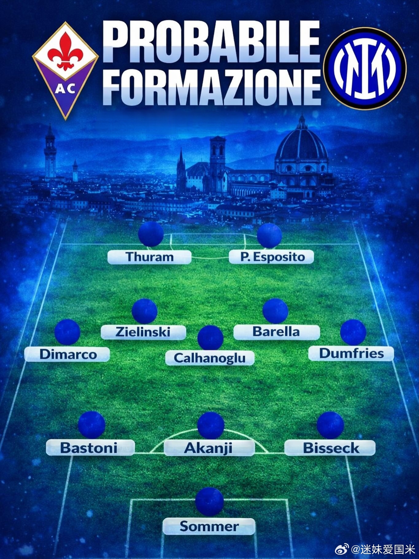 国际米兰本轮首发阵容预测，恰尔汗奥卢回归国际米兰意甲热点现场