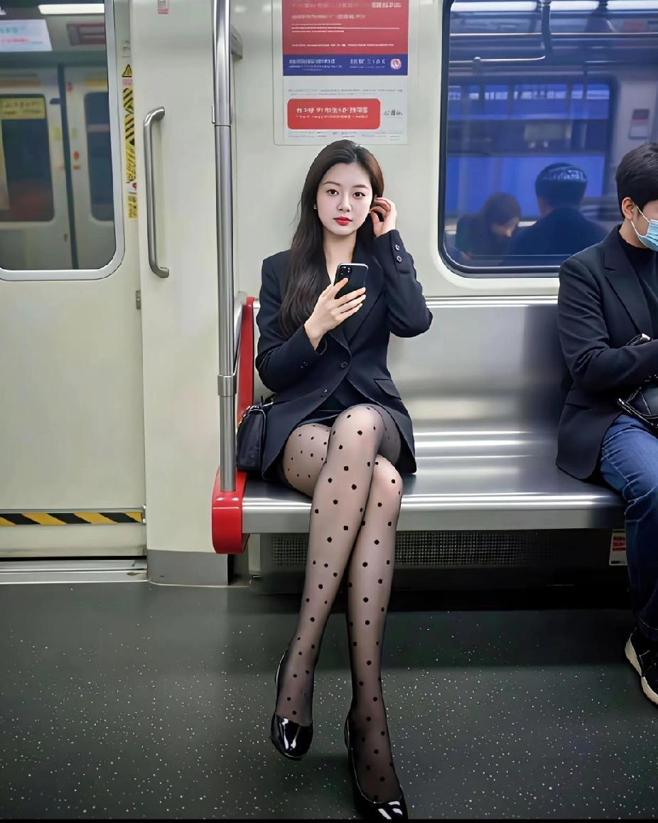 都市通勤风，黑丝袜搭配西装，时尚又干练！
