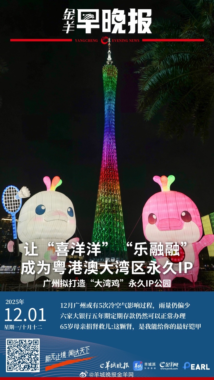 #金羊早晚报# 广州拟打造“大湾鸡”永久IP公园；奶精加淀粉做成假奶粉销往全国，