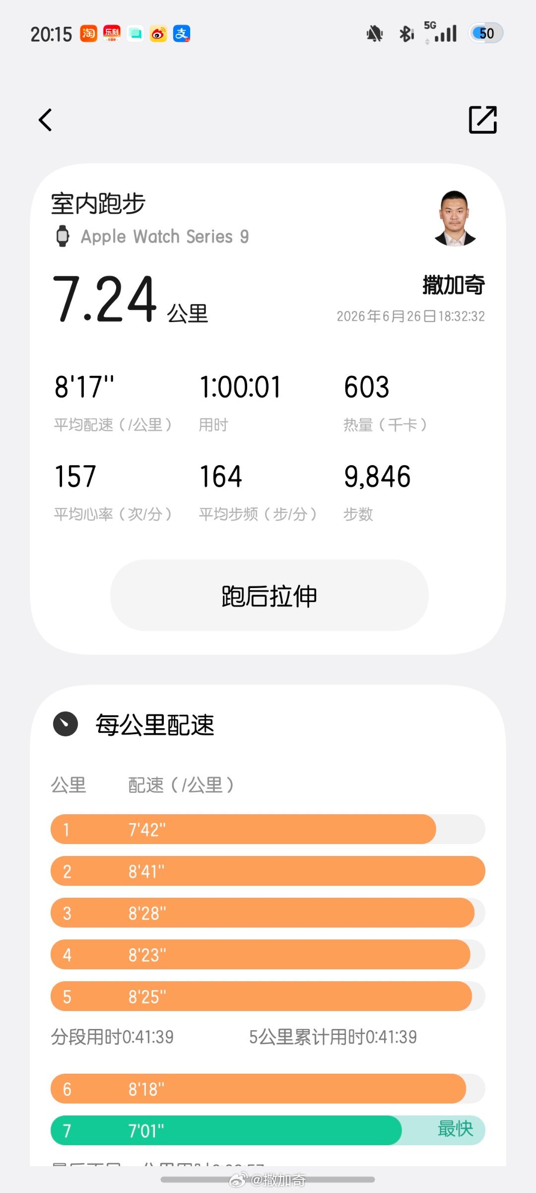 回来以后第一次恢复运动。还把紧身裤扯坏了。又该买新的了。运动时候的紧身裤，你们有