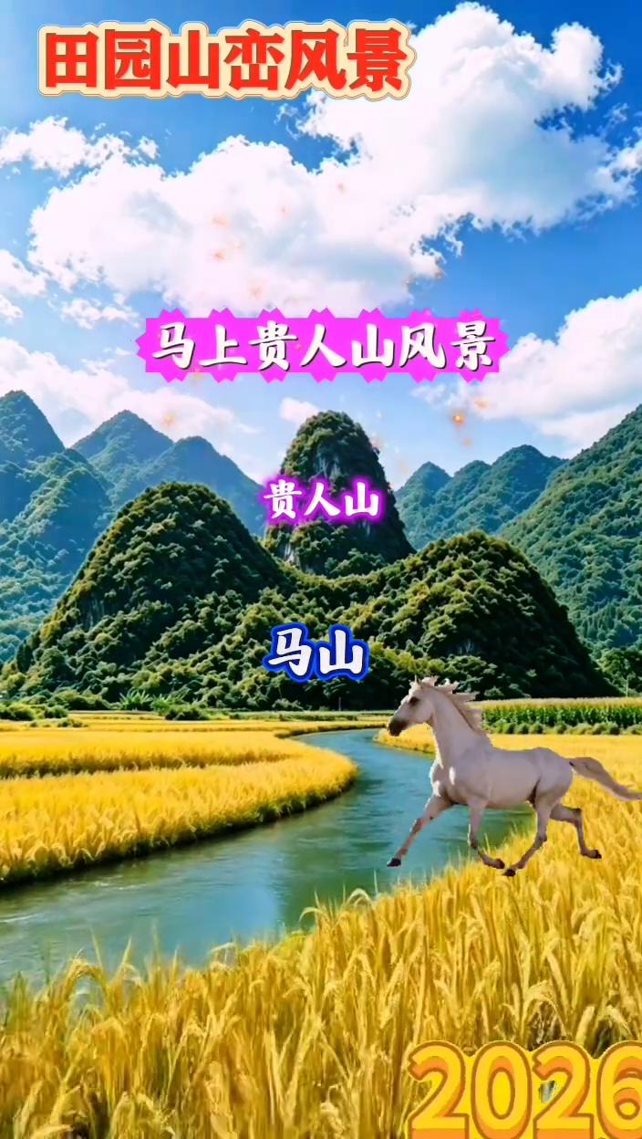 田园山峦风景。
马上贵人山风景。贵人山，马山，2026。