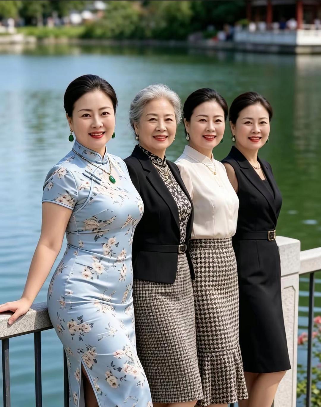 四人之中，谁依旧风姿出众、端庄大方、气质优雅？