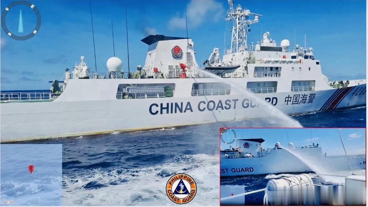 菲海岸警卫队今天上午发表声明，称“菲律宾强烈谴责中国海警船昨天在仁爱礁使用高压水