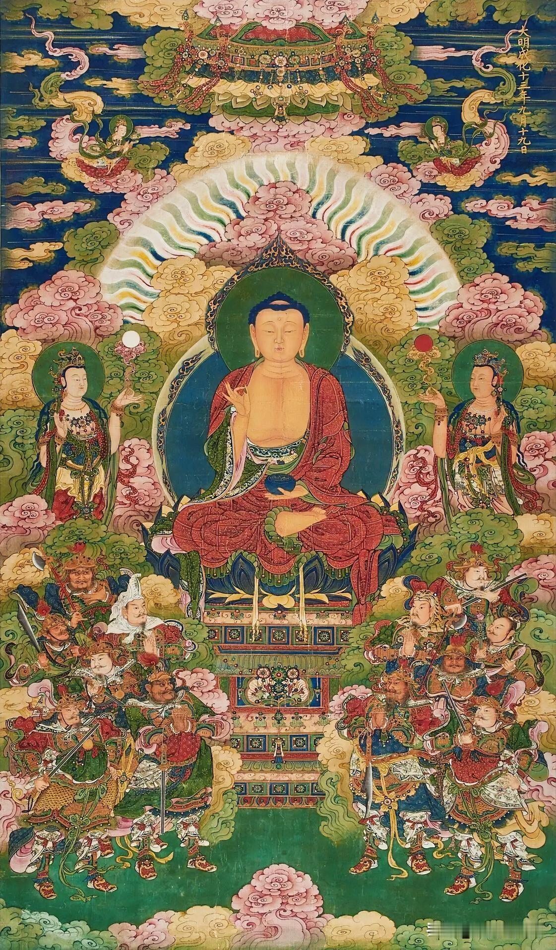 明代绝美古画：药师佛消灾延寿，十二护法日夜轮值守护，一眼看懂东方净土信仰
 
很