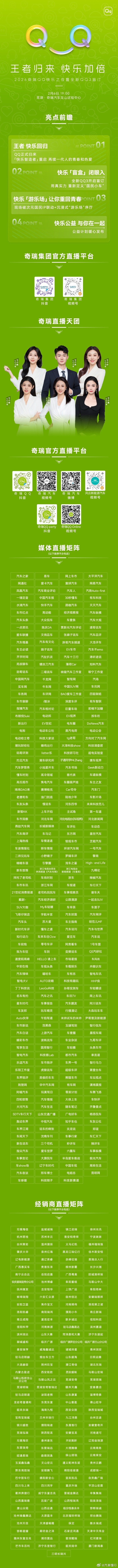 王者归来快乐加倍2月6日19:00邀你共同见证奇瑞QQ回归奇瑞QQ快乐之夜暨全新
