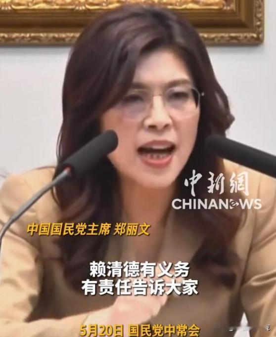 5月20日，中国国民党主席郑丽文在国民党中常会上表示，全世界都不支持“台独”，赖