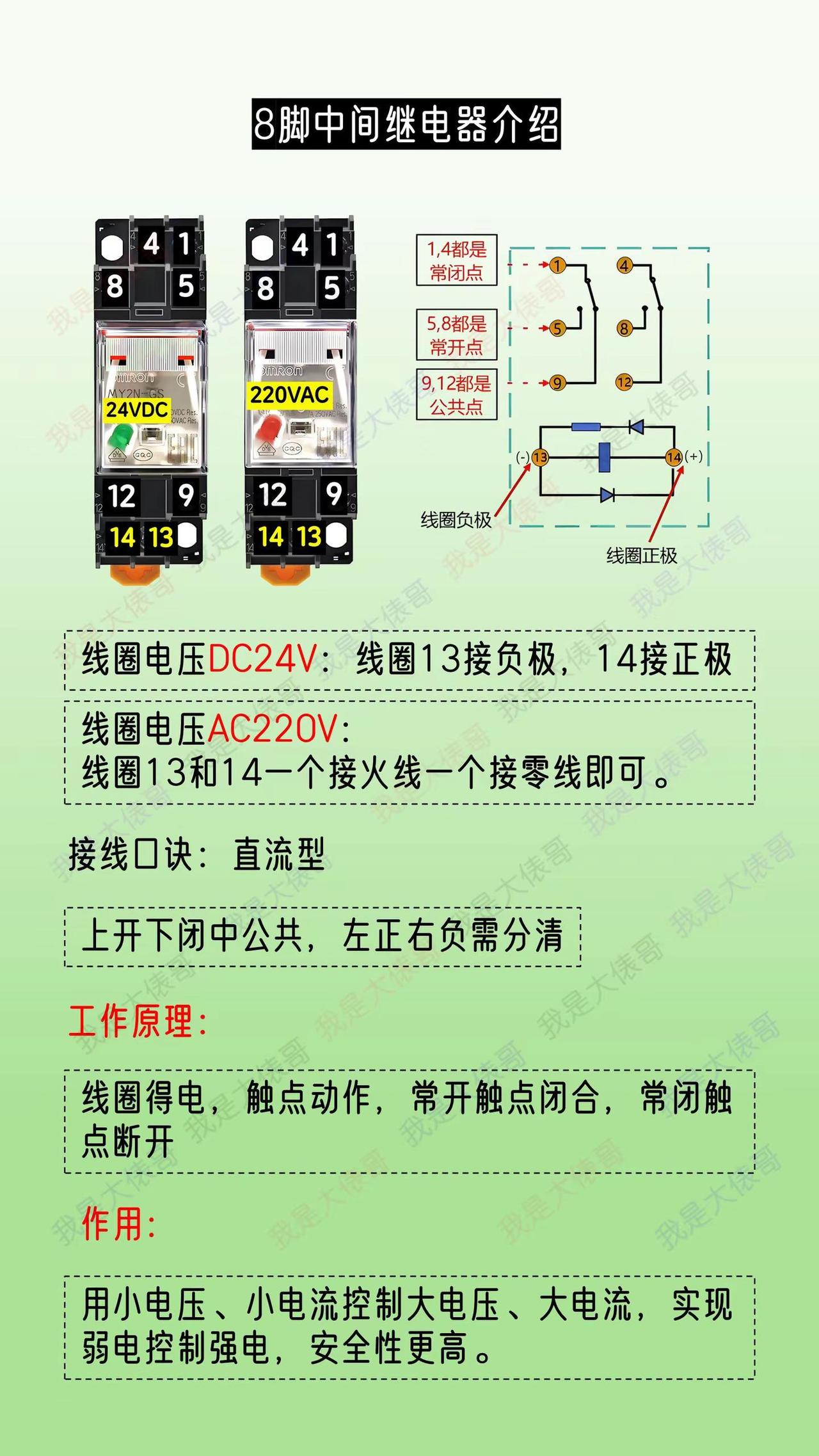 8脚中间继电器接线口诀，工作原理和作用。电工知识 中间继电器 冷知识科普 电工