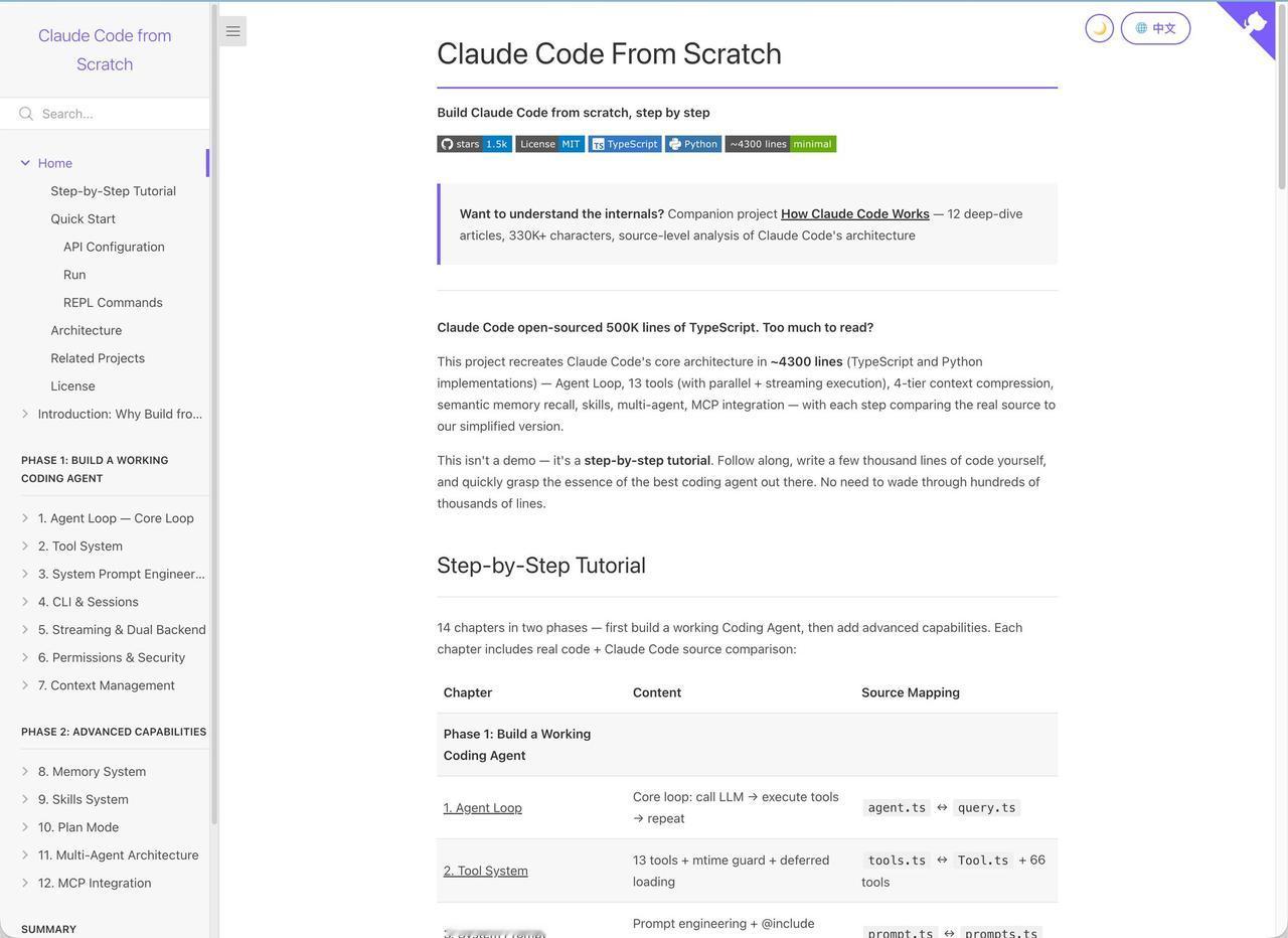 开源项目推荐：Claude Code From Scratch

这是一本学习 