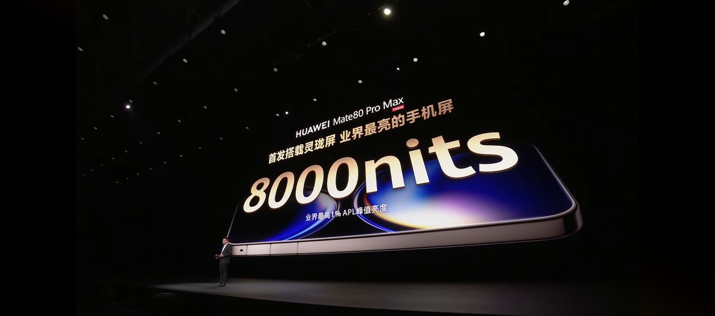 华为Mate80Pro Max搭载的灵珑屏幕，双层OLED架构，峰值亮度高达80