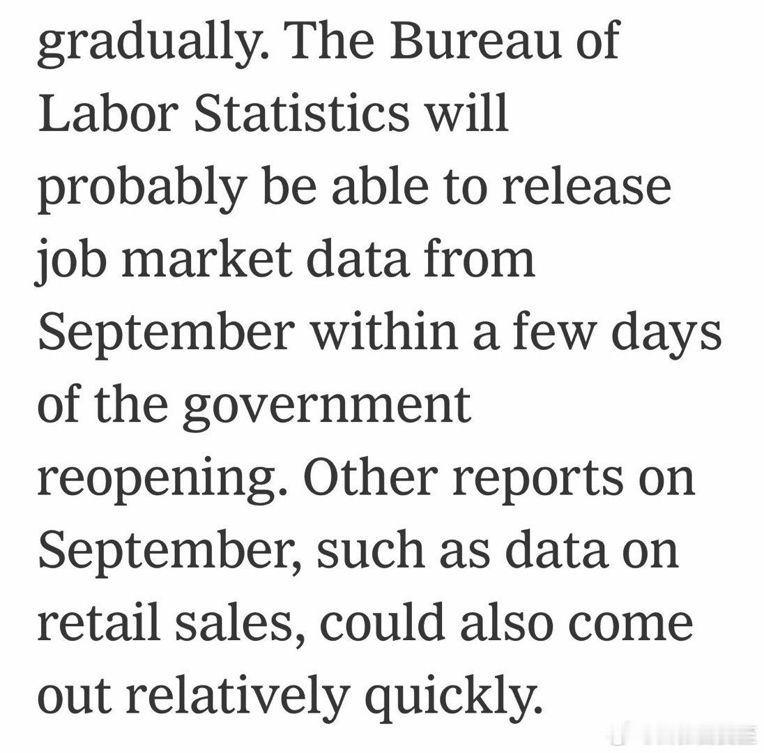 关于美国经济数据：～官方近期公布的数据，将会是九月的（本应十月发布，当时关门，所