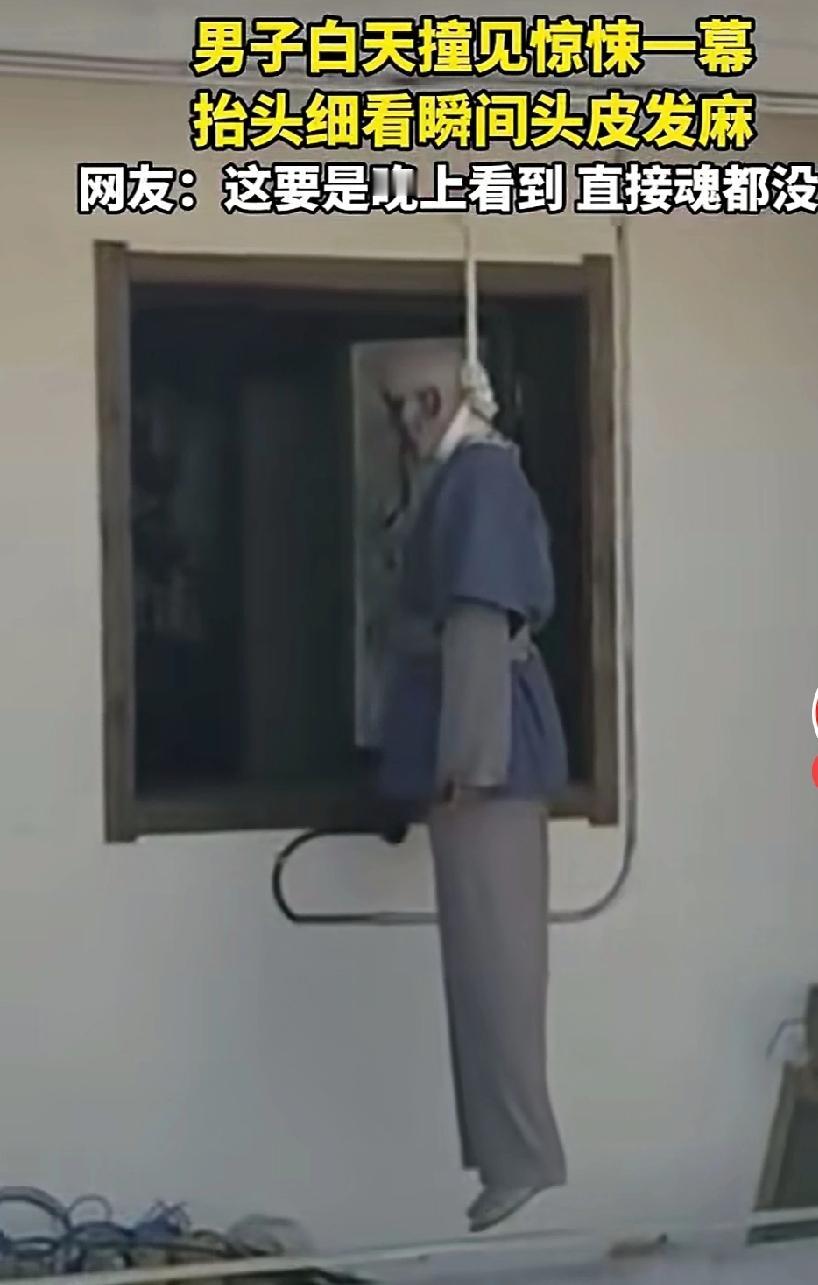 男子白天撞见惊悚一幕，抬头细看瞬间头皮发麻，这要是晚上看到直接吓到魂飞魄散！
不