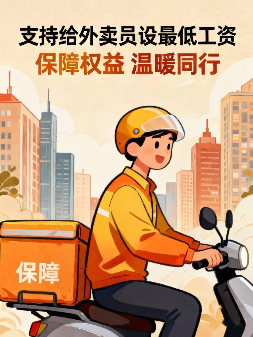 完全支持给外卖员设最低工资，毕竟风里雨里跑的都是实打实的血汗。
之前跟常点的那家