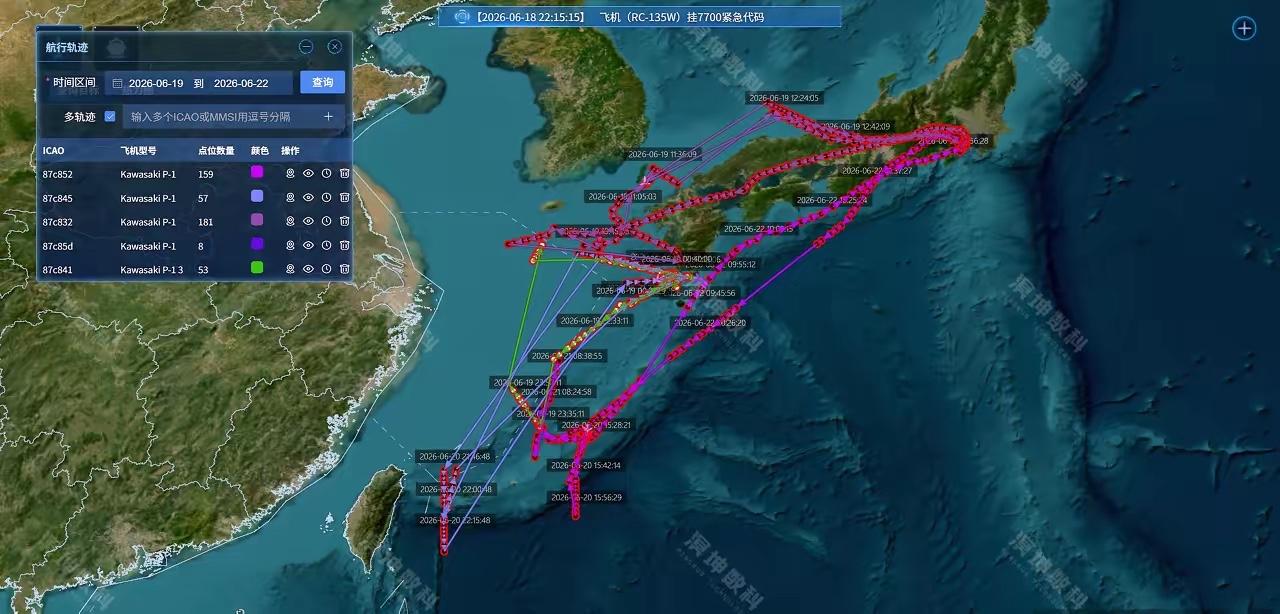 日本这架P-1巡逻机，最近怕是把东海到台东这条航线当成自家上下班通勤路线了。
