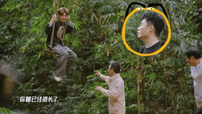 鹿晗说自己腿短陈赫说鹿晗腿已经很长了五哈6开播 荡秋千够横幅，鹿晗明明够到了还抱