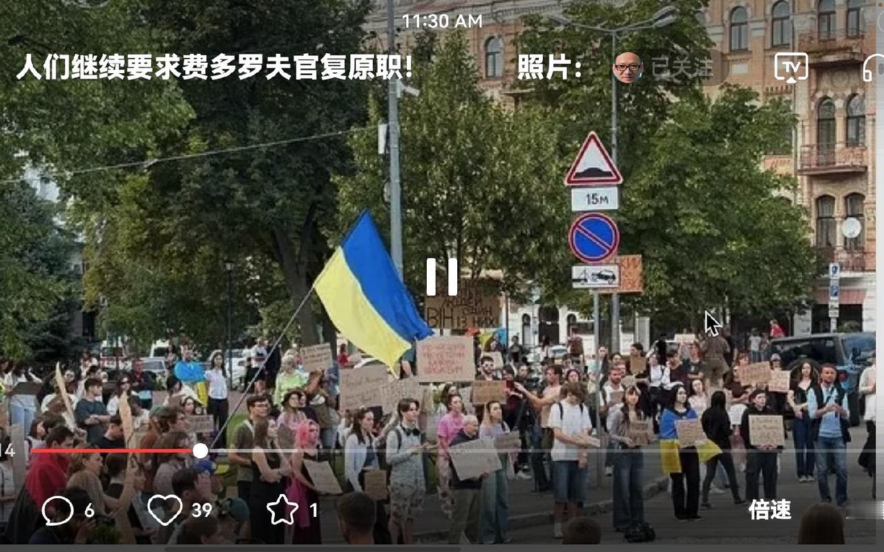 第八天了，乌克兰民众继续抗议，在各大城市和平抗议，举着纸板，要求费多罗夫官复原职