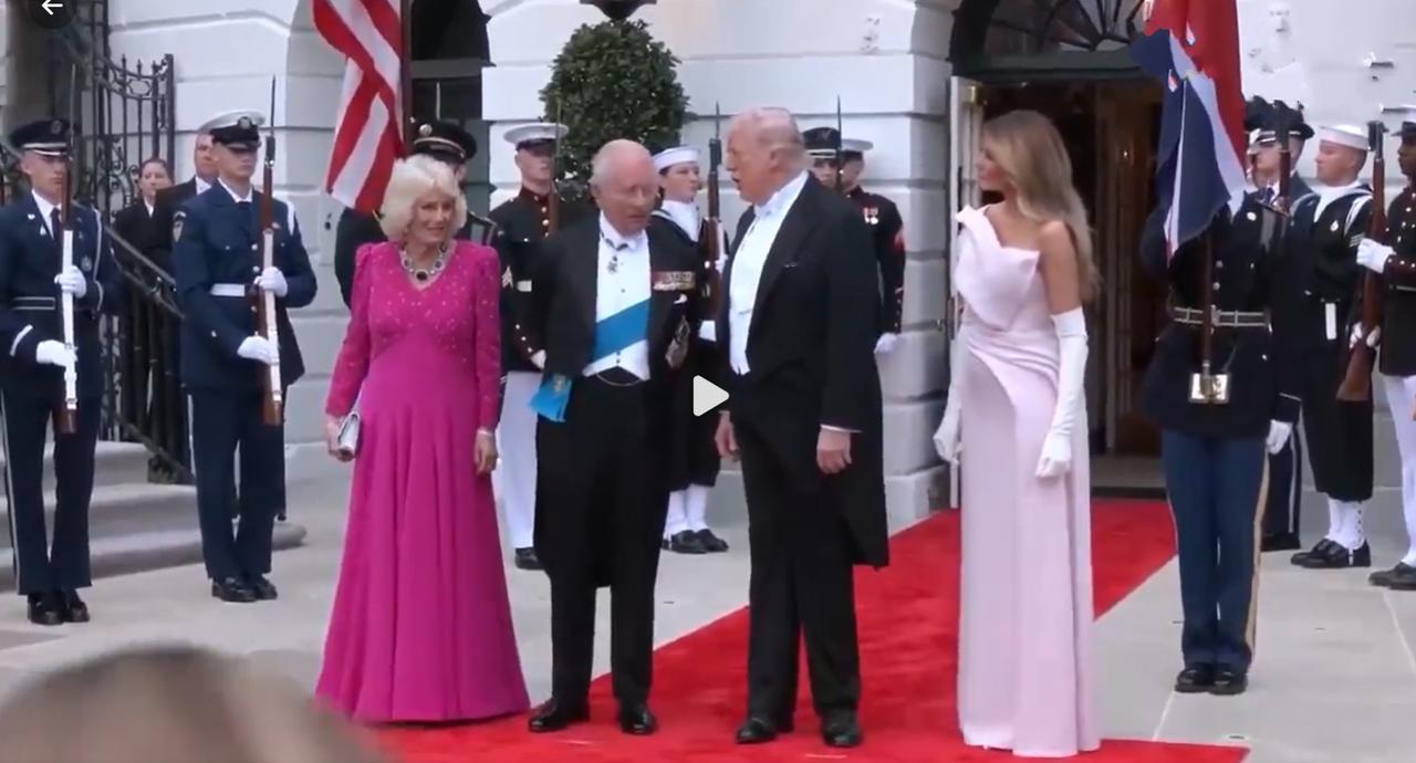 梅拉尼娅与英国王后贴面礼！4月28日特朗普与夫人梅拉尼娅在白宫设宴，欢迎查尔斯三