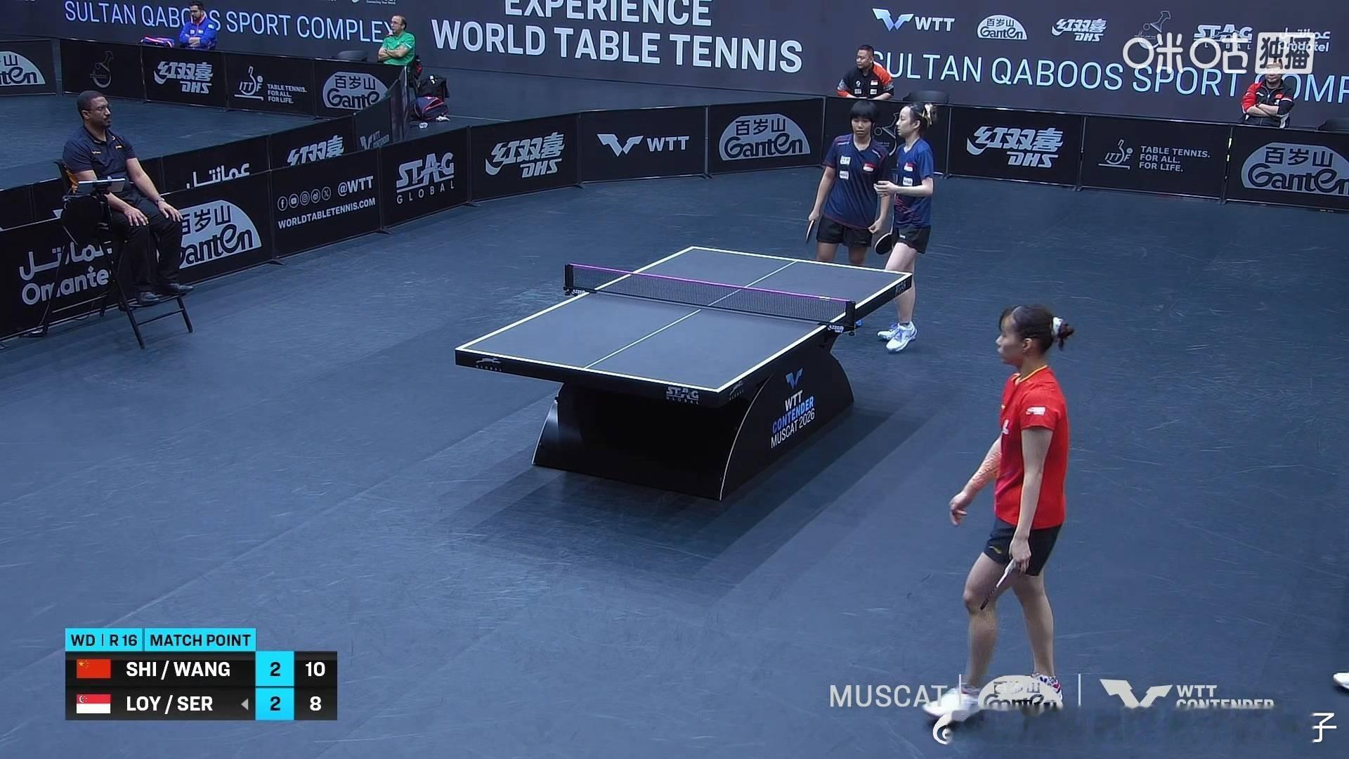 石洵瑶王晓彤3比2黎明映舒麟茜（-5，-9，4，8，8）晋级2026WTT马斯喀
