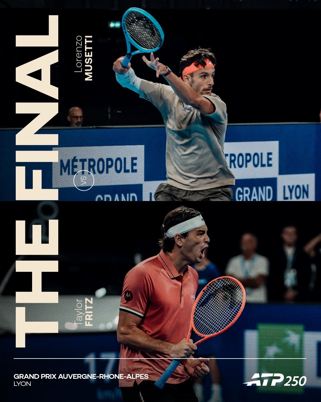 ATP250里昂站，弗里茨6-3/7-5击败保罗，将和穆塞蒂争夺冠军，后者4-6