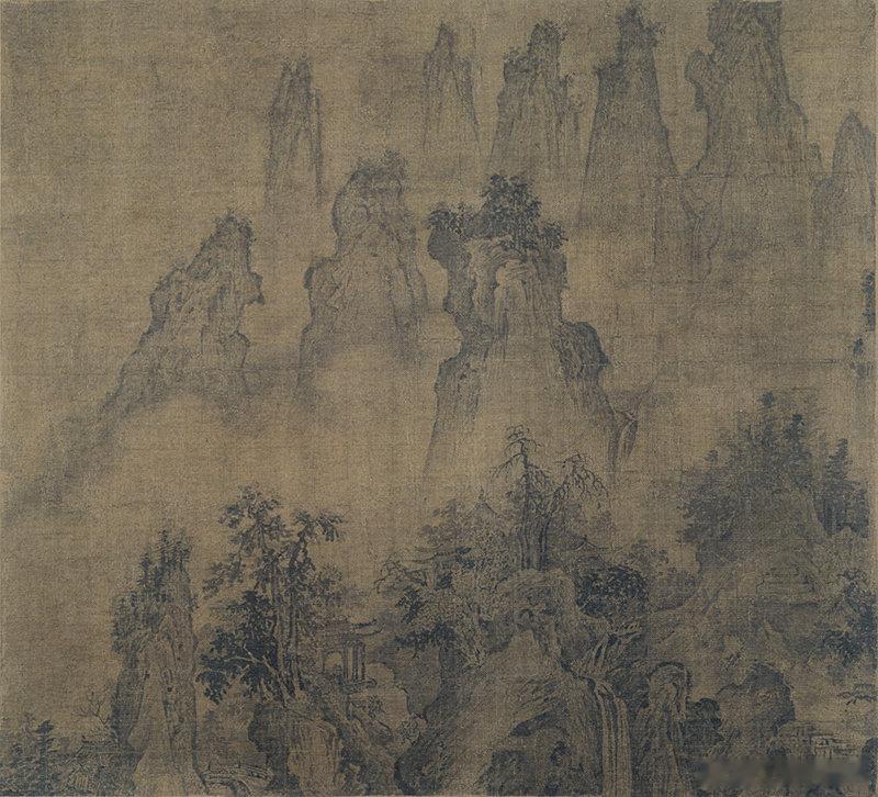 【中华名画欣赏 宋代——《山寺群峰图》】       《山寺群峰图》描绘了峰峦层