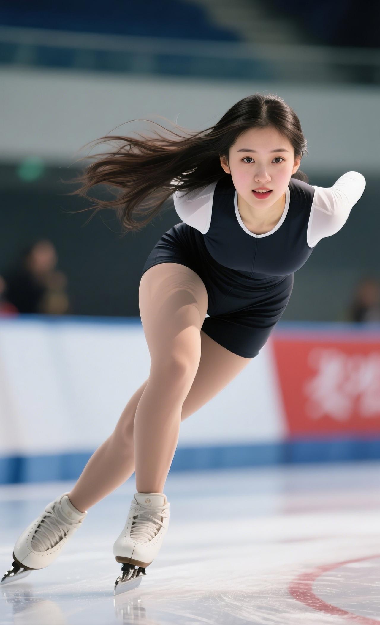 冰刀划开清冷的光，她是冰面之上，破风而行的浪漫闪电。