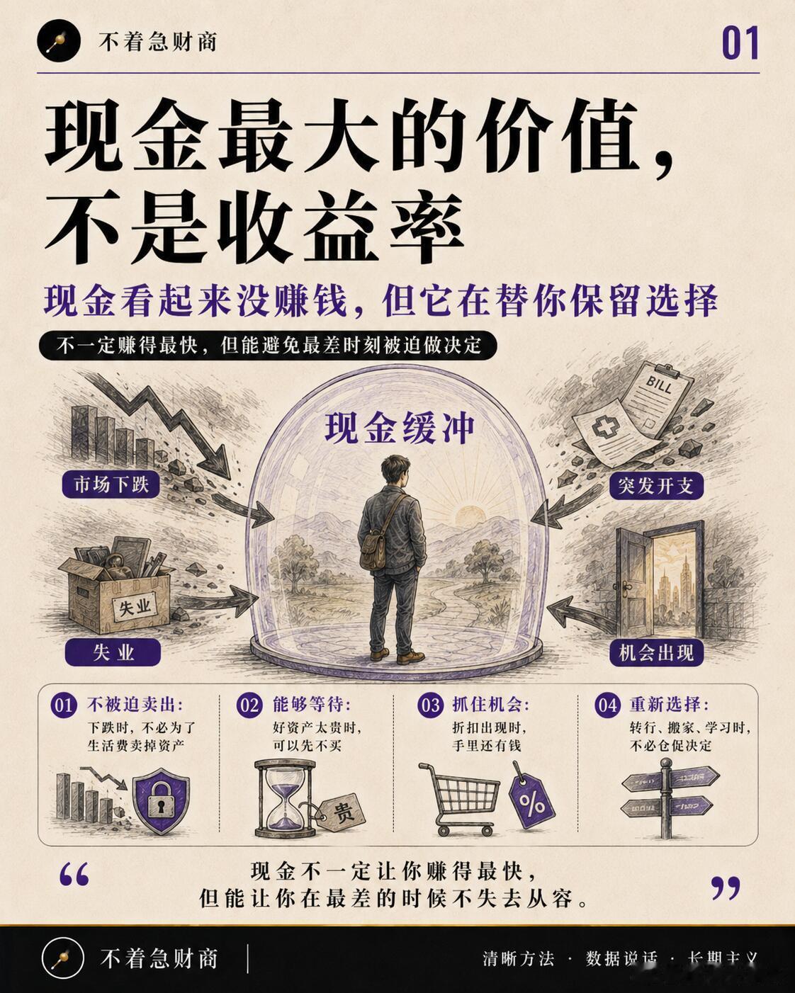 真正值钱的现金，不是拿来赚利息，而是拿来等机会！ 