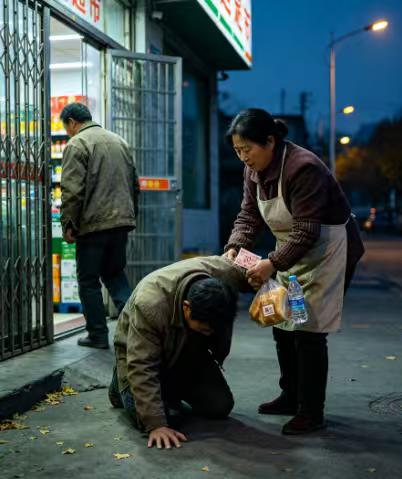 太让人破防了！他这一跪让全网人红了眼。5月23日晚，一位男子没钱回家在超市门前徘