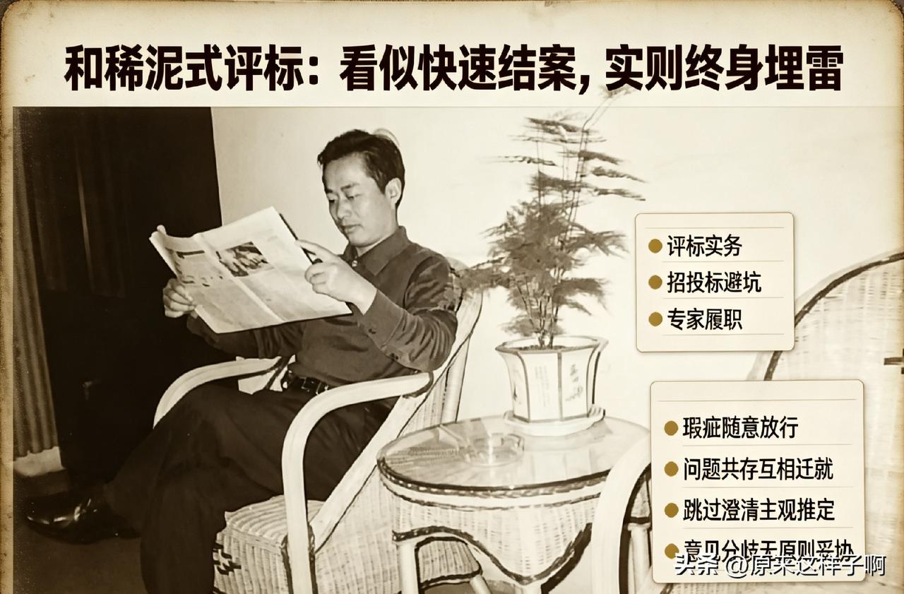 和稀泥式评标：看似快速结案，实则终身埋雷
 
评标实务 招投标避坑 专家履职
招
