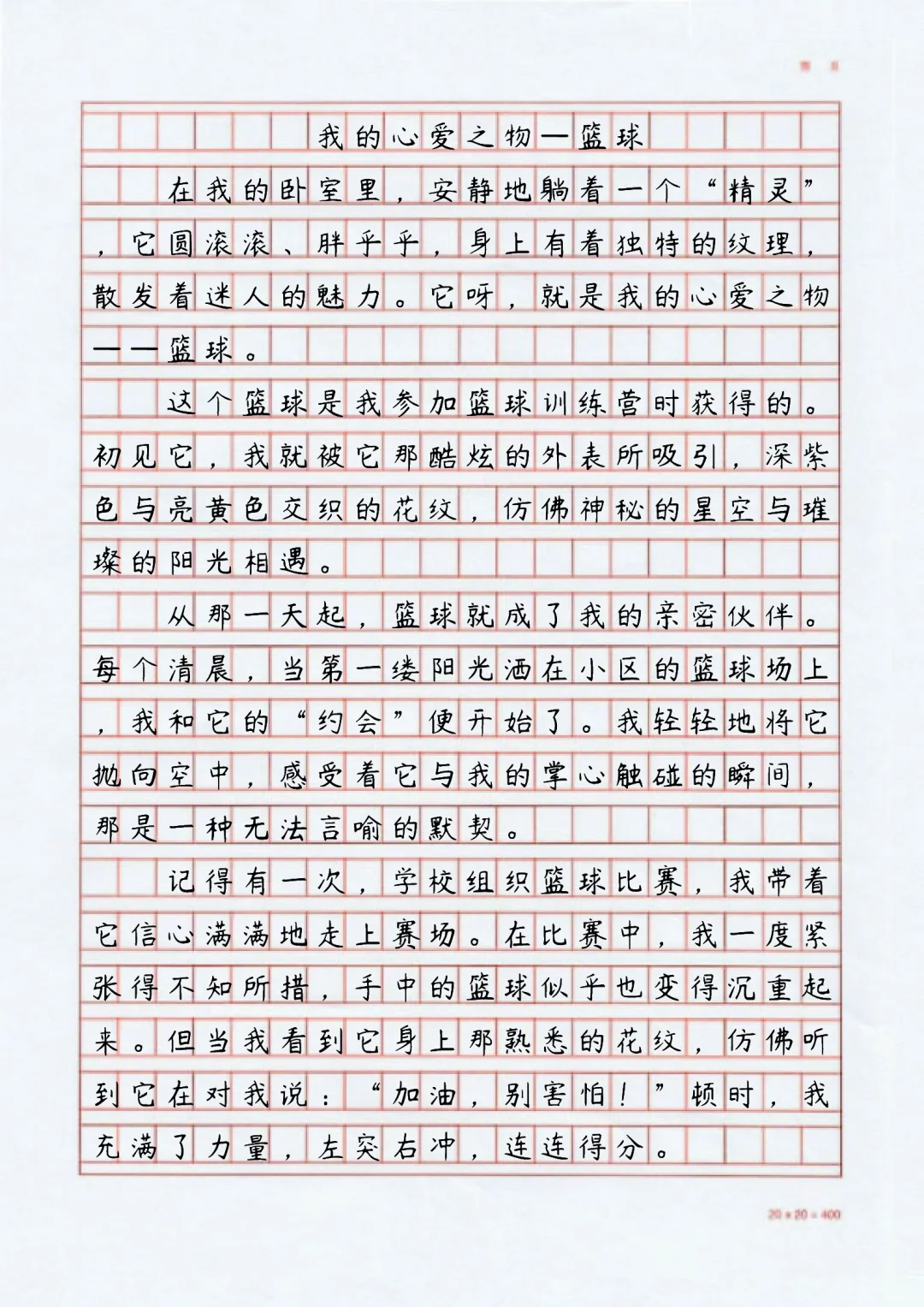 满分💯作文《我的心爱之物—篮球🏀》