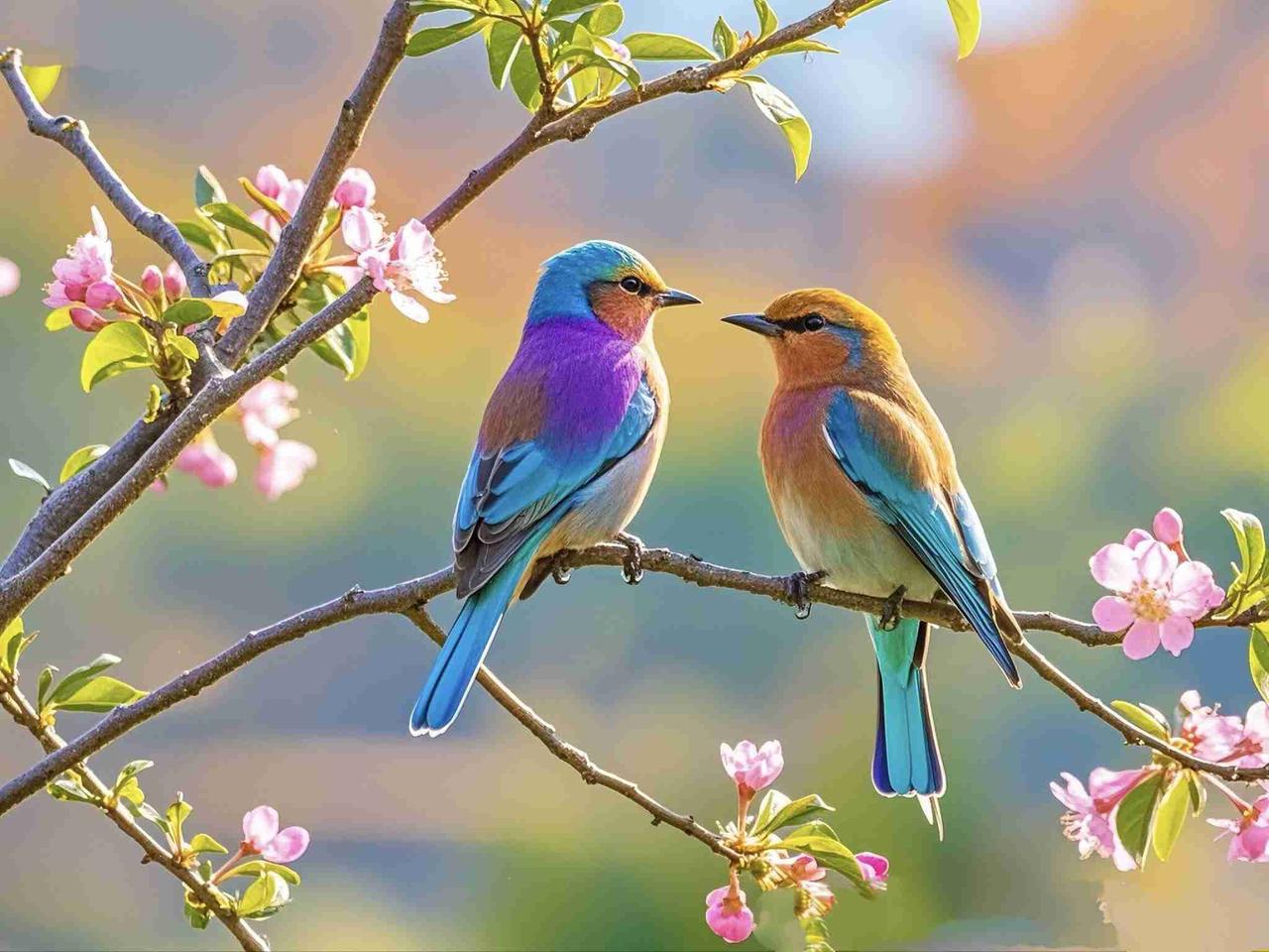 我的今日状态：😁轻松愉快
我这里的天气：🌤️多云
《春枝双禽》
 
晴光漫染