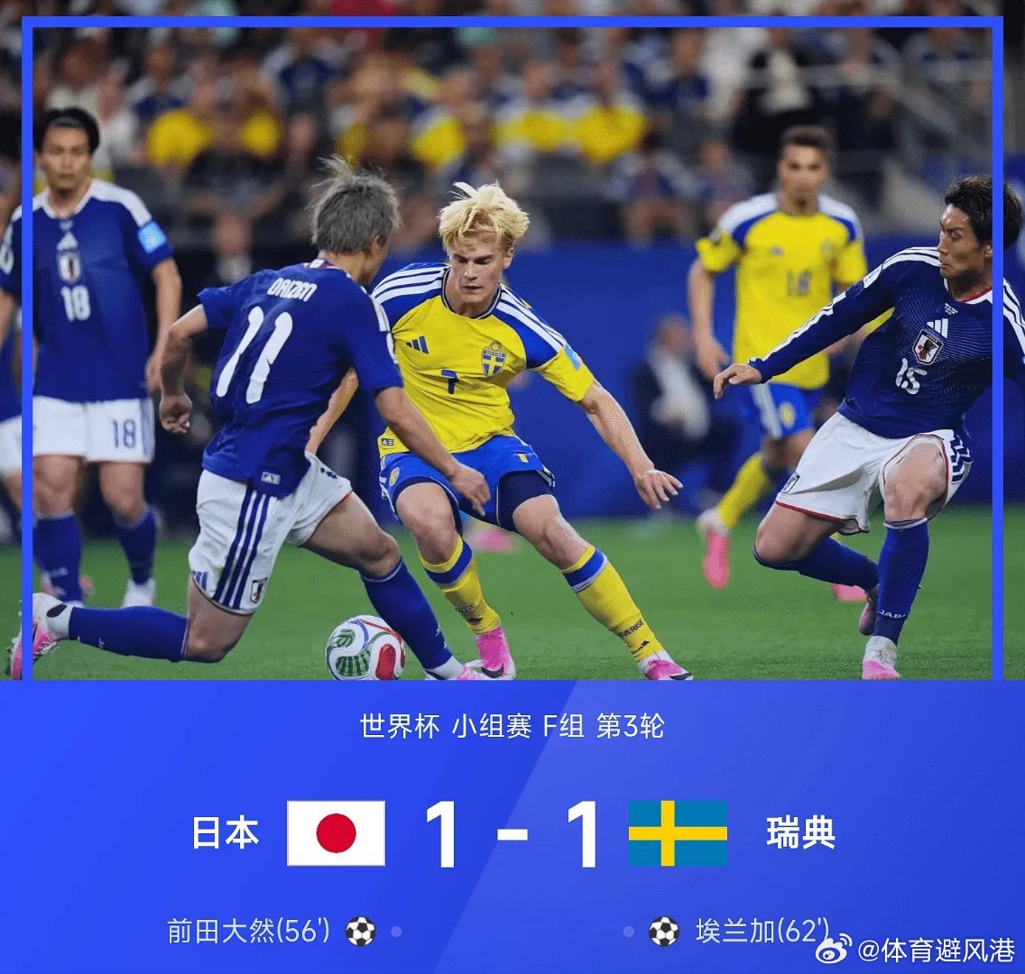 日本1比1瑞典美加墨世界杯每日足球推荐五大联赛这里有料 美加墨世界杯第3轮，日本