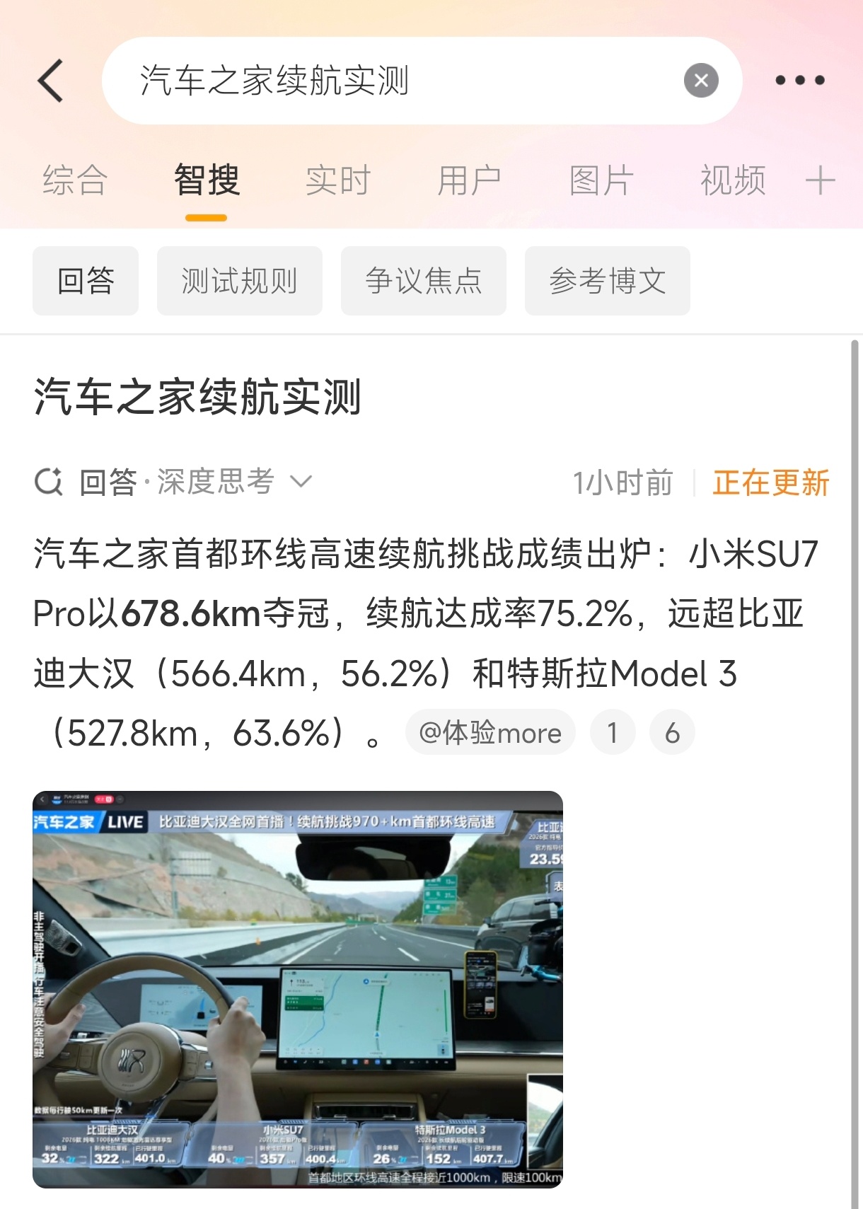 汽车之家续航实测，小米SU7 Pro又拿下了续航达成率第一名，依旧能打[good