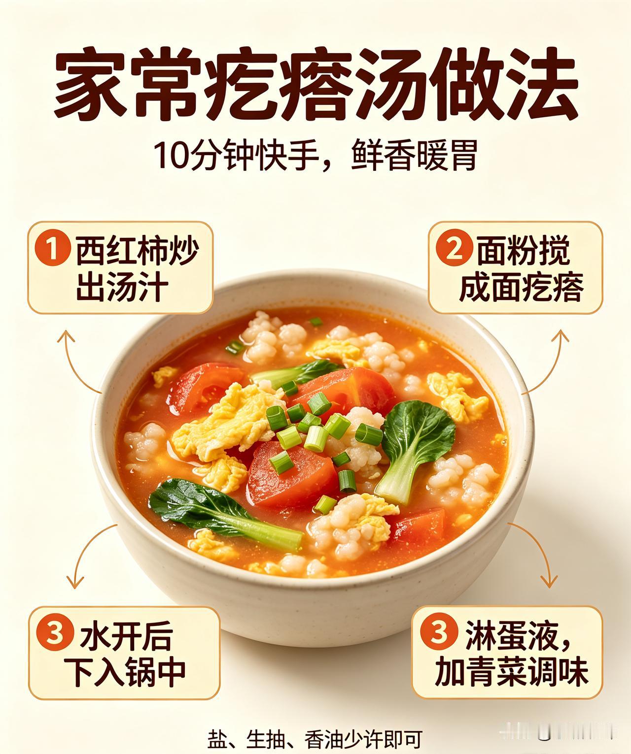 锅中热油，葱花爆香，下入西红柿炒出汤汁，加水烧开。
面粉少量多次淋清水，搅成大小