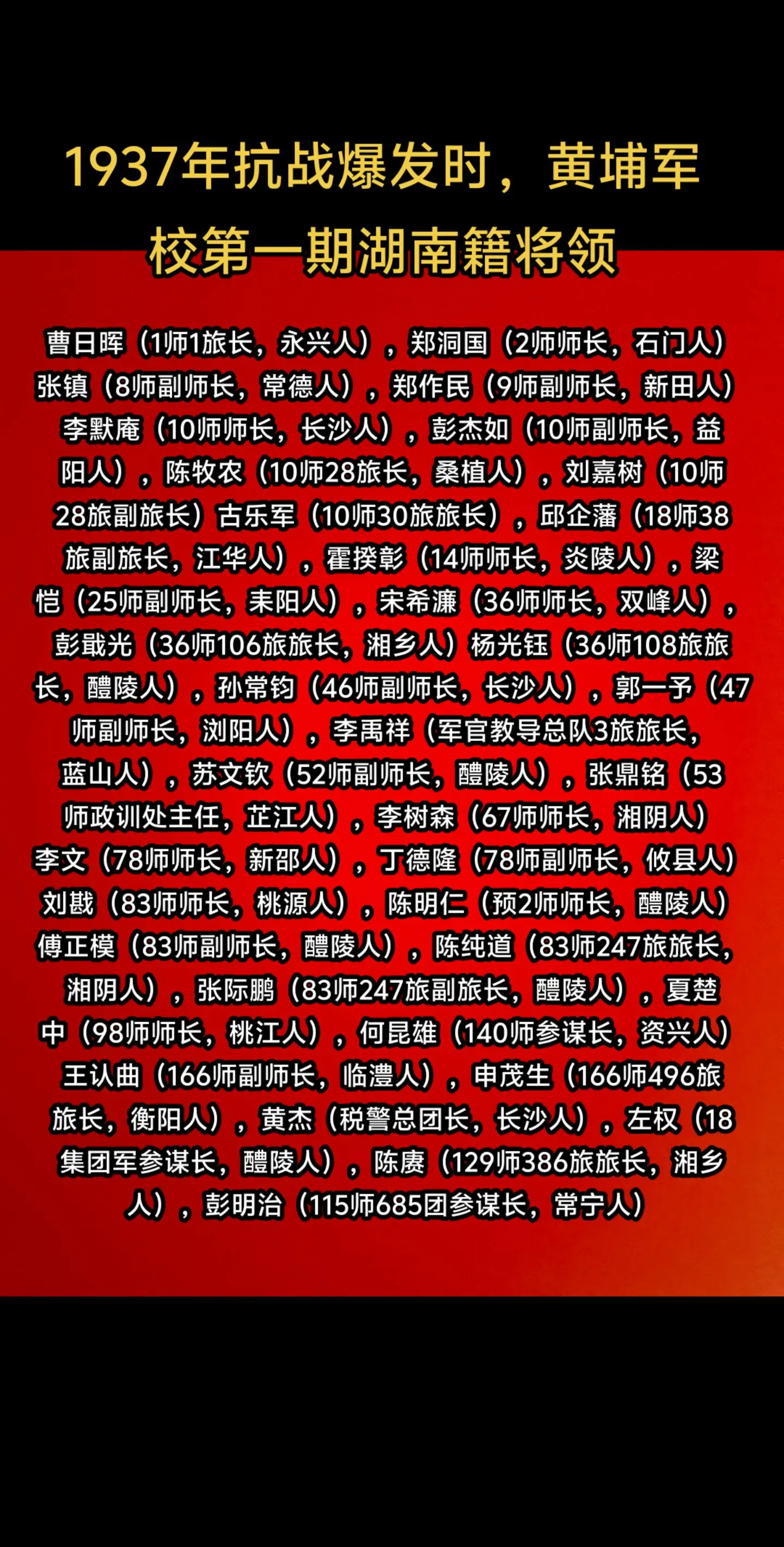 黄埔一期635位学员，湖南籍184位。1937年全面抗战爆发，当中很多...