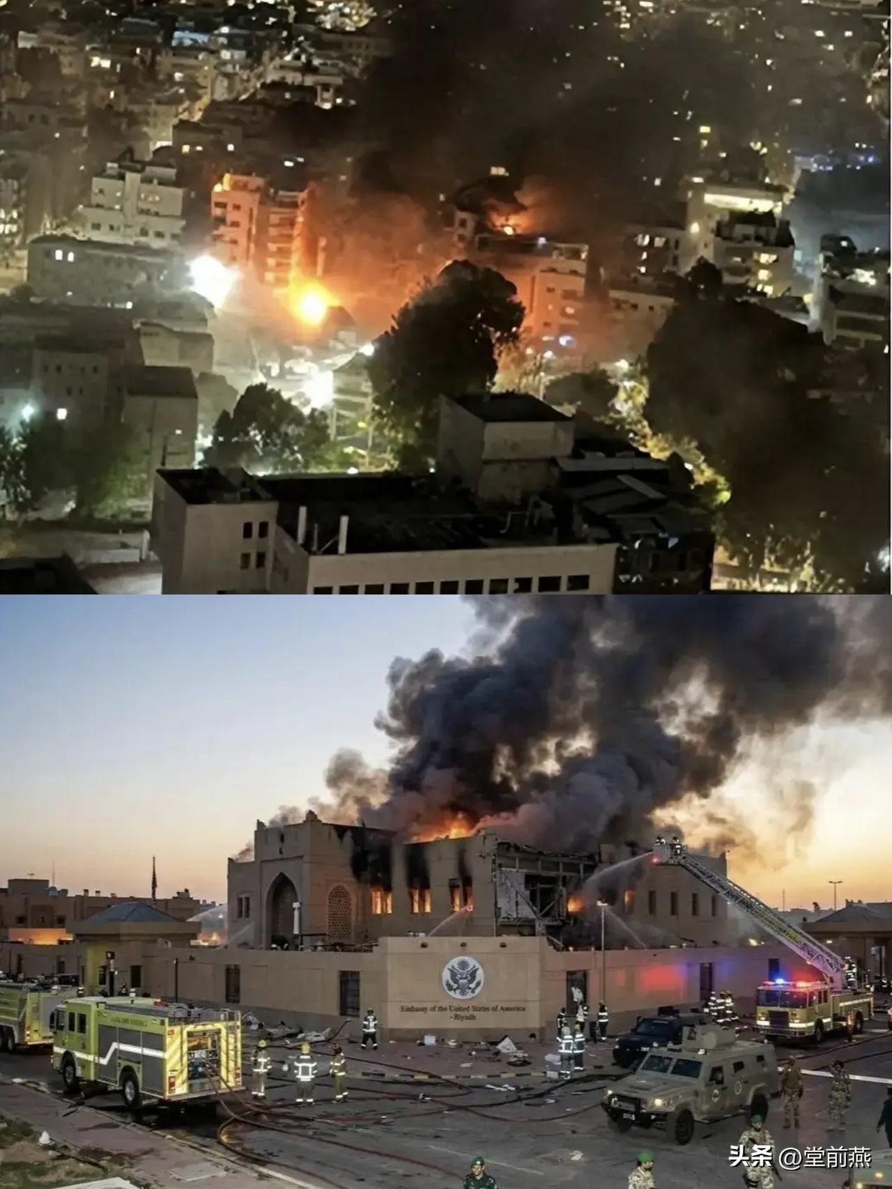 这次完全没有抓委内老马时那种那么“潇洒自如”了。
下图一是大美驻沙特阿拉伯大使馆