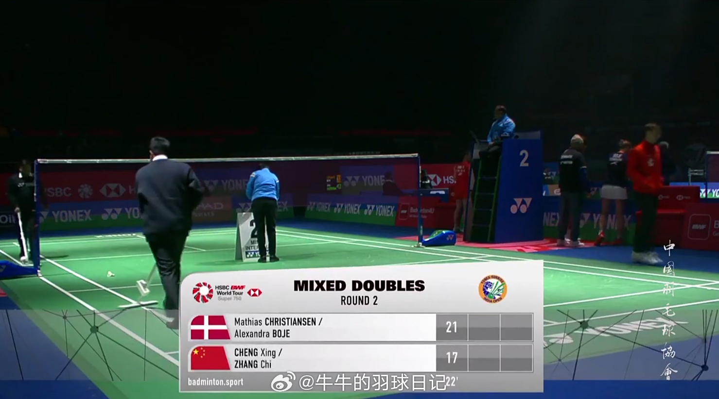 混双 1/8赛 马蒂亚斯 / 博尔 21-17 程星 / 张驰2026年印度羽毛