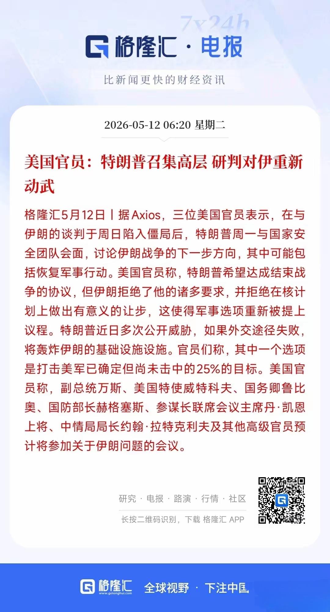 美国可能恢复对伊朗的军事行动！美国与伊朗之间就和浓缩铀的问题好像没谈！而美国要求