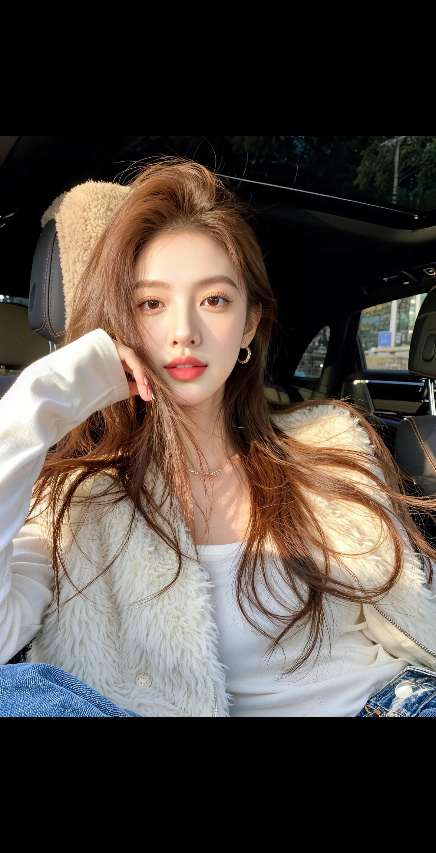 AI车内慵懒自拍 随变ai随便玩  ai创作 随变一拍都很夯