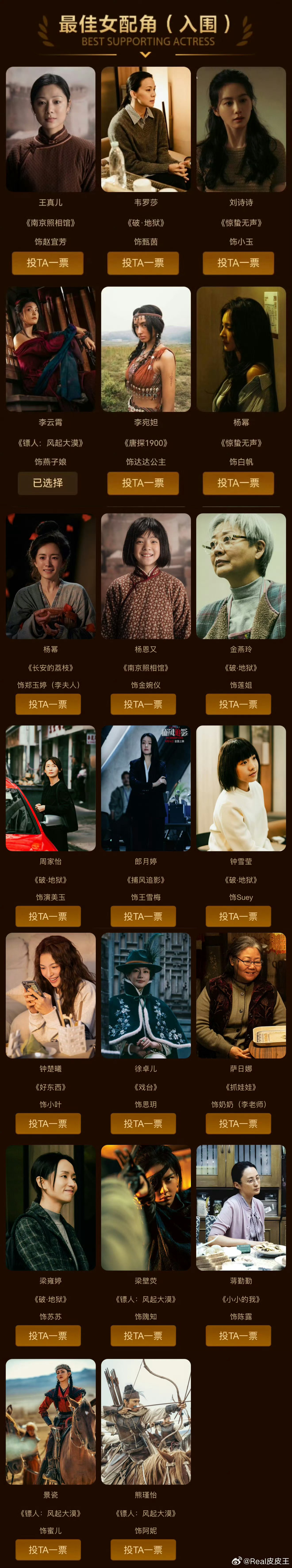 杨幂刘诗诗入围百花奖85花代表入围 