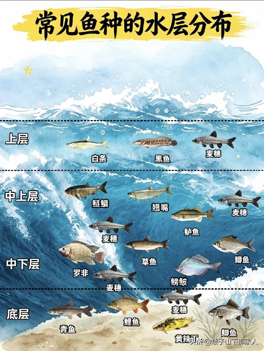 钓鱼佬看过来，不同水深常见的鱼
