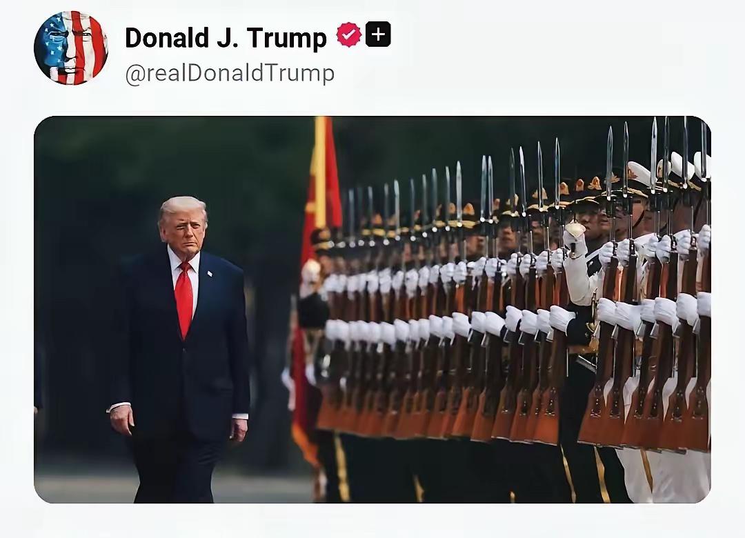 特朗普回国后连发15张访华照片，其中解放军仪仗队的照片占了不少。除了忍不住炫耀以
