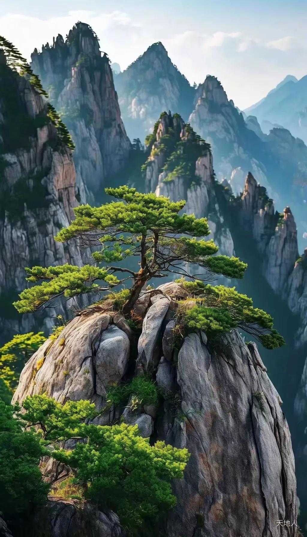 『美景如画』天高云淡，峰峦叠嶂。好美的风景，有种身临其境的感觉[灵光一闪][来看