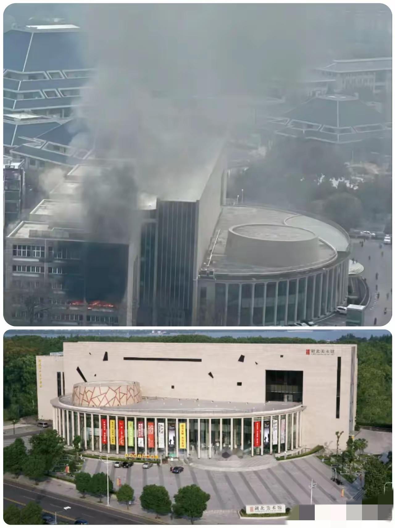 这火烧得太懂事了，简直像是装了北斗导航。
​湖北美术馆这一把火，完美的避开了所有