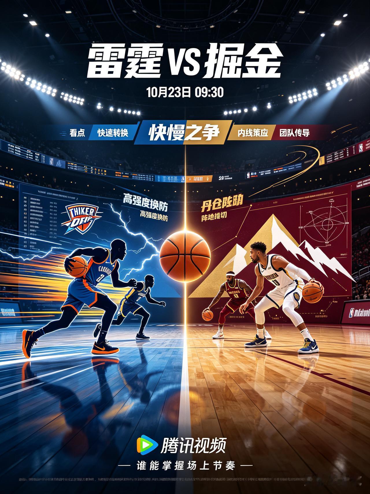 强强对决！雷霆主场迎战掘金，MVP级核心正面碰撞！
    今天是北京时间10月