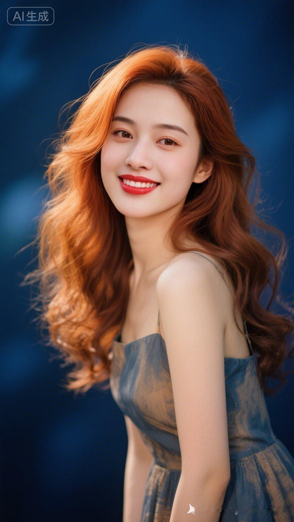 元气少女，红发飘逸，甜美笑容，时尚穿搭，尽显青春活力！🌟💖👗