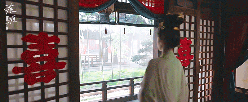 白鹿 《莫离》叶璃 / 动图▷EP02-03 绿衣（绿蓝）-背影 竹帘【空境】廊