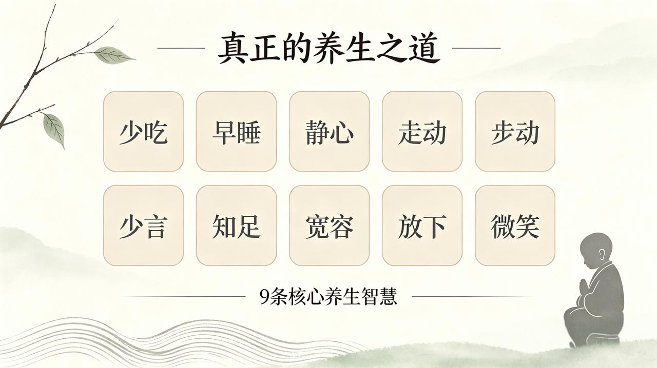 真正的养生之道
 
①节制饮食，少食多餐，是性价比最高的养生！

②规律早睡，不