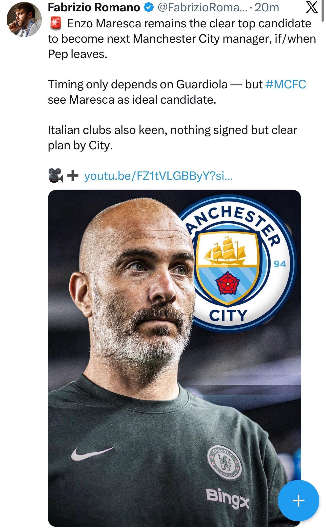 瓜迪奥拉还未决定自己的未来，如果离开曼城，他目前教练团队的助手会是曼城新教练的最