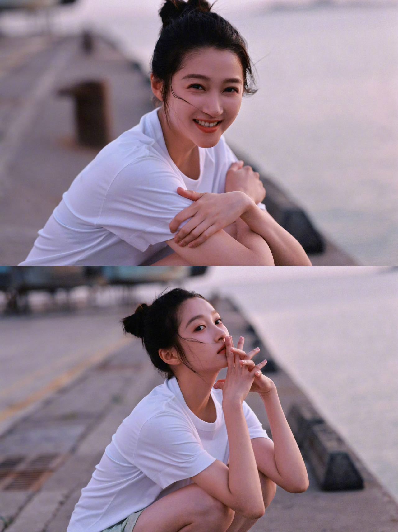 关晓彤发绝美夕阳 关晓彤八月的第一天营业，夕阳下的晓彤也太绝了，笑容比阳光还灿烂